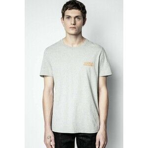 Zadig & Voltaire Men's Ted Hc Ktda T-shirt Gray Printed Cotton XS NWT 214081